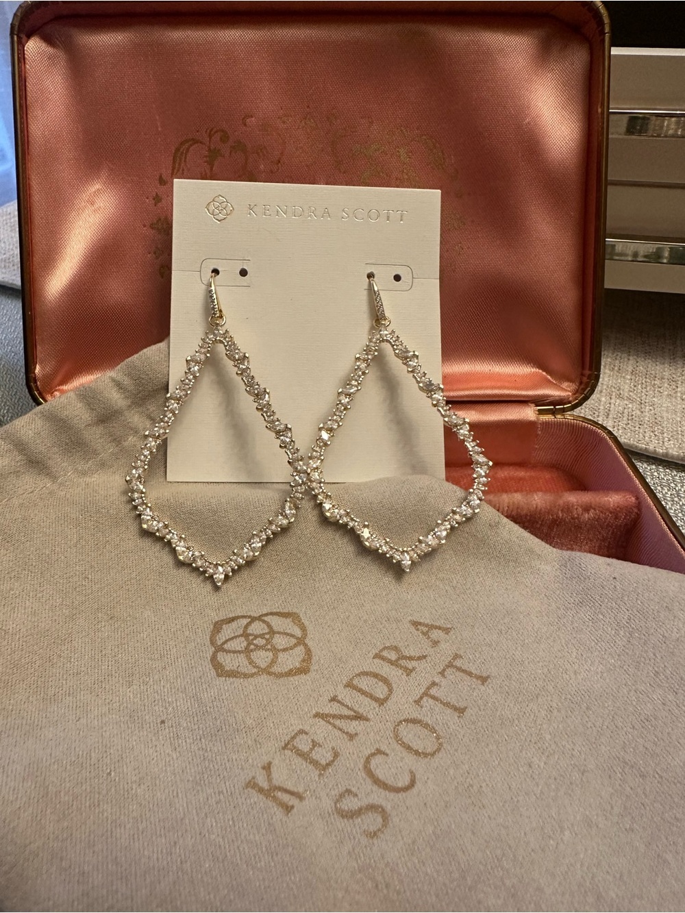 Kendra Scott Crystal Teardrop Statement Earrings in Gold - Picture 5 of 7